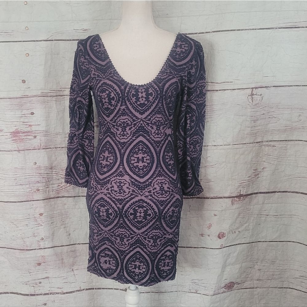 Free People Bodycon Textured Mini Dress Size Medium - Picture 2 of 7